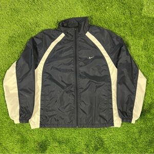 Vintage Nike Windbreaker Jacket Navy Athletic Running Track Retro - Size Large